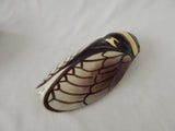 CICADA WALL VASE- FRENCH MAJOLICA - VINTAGE-HANDPAINTED - 8.25 INCHES LONG