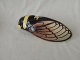 CICADA WALL VASE- FRENCH MAJOLICA- VINTAGE-HANDPAINTED - 10.25 INCHES LONG
