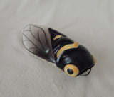 CICADA WALL VASE- FRENCH MAJOLICA- VINTAGE-HANDPAINTED - 7.25 INCHES LONG