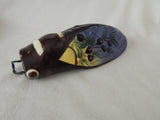CICADA WALL VASE- FRENCH MAJOLICA- VINTAGE-HANDPAINTED - 7.5 INCHES LONG