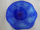 ART GLASS WALL PLATE - BLUE SWIRL - ARTISAN SIGNED