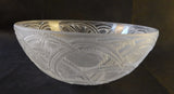 LALIQUE CRYSTAL LARGE PINSON BOWL - FINCHES AND FOILAGE -SIGNED