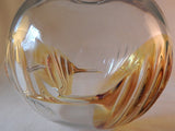 PETER BRAMHALL CLEAR  ART GLASS ORB SIGNED GOLD FURROWS 1981