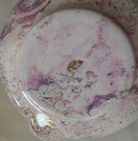Sascha Brastoff Surf Ballet pink gold footed cereal bowls, 12