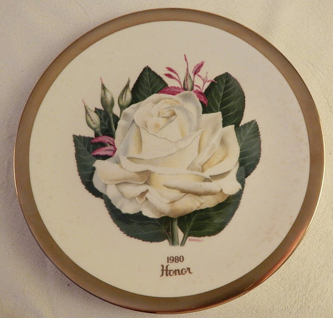 AMERICAN ROSE SOCIETY PORCELAIN COLLECTOR PLATE - HONOR ROSE 1980