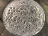 LALIQUE CRYSTAL ANNUAL PLATE - 1974  - SILVER PENNIES
