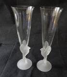 VINTAGE SASAKI "WINGS" CRYSTAL CHAMPAGNE FLUTES- NEW IN BOX- SET OF TWO